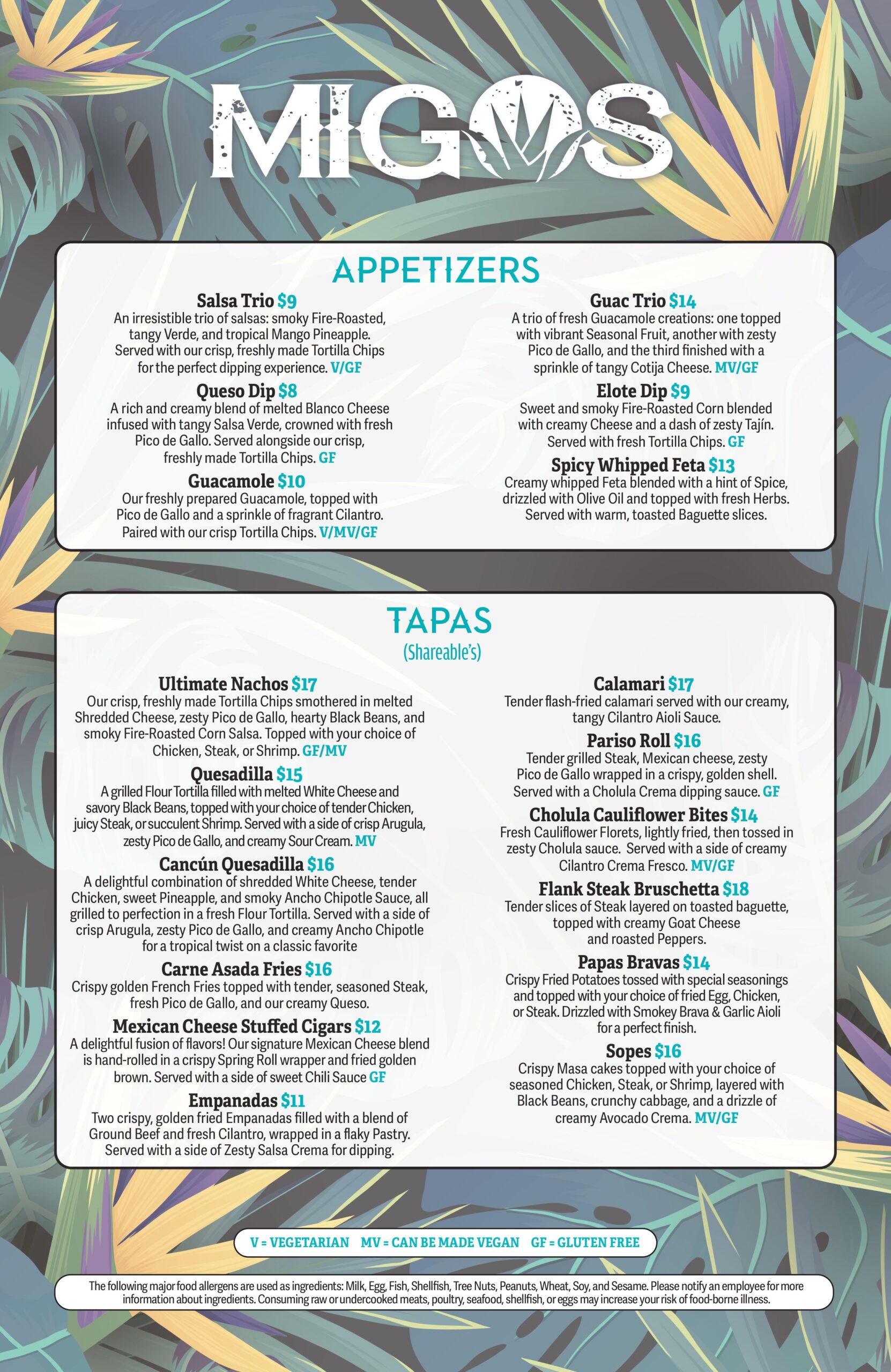 2025 Menu Page 1 Migos